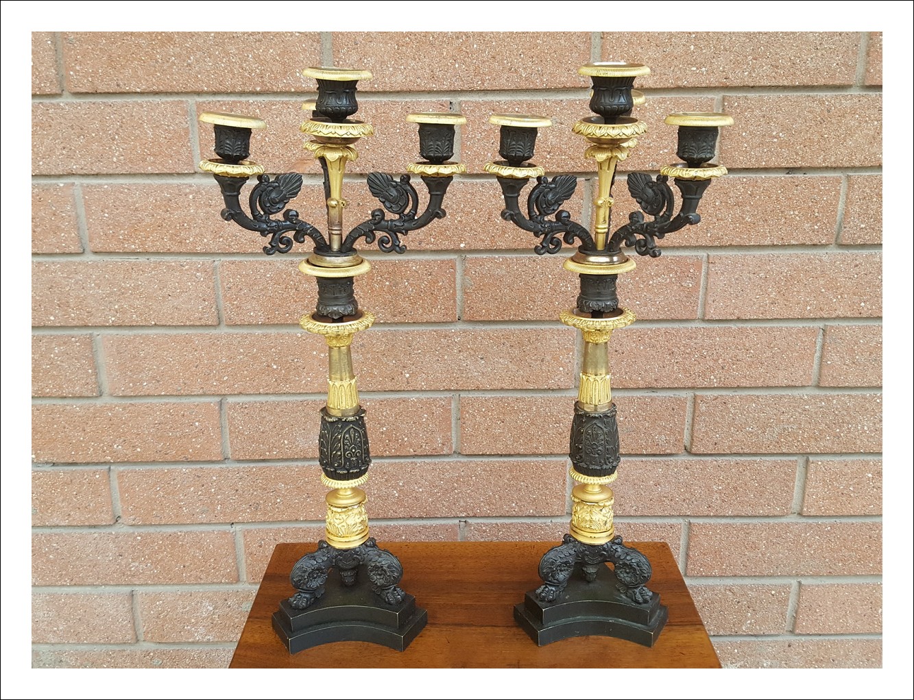 ANTICA COPPIA DI CANDELABRI - IN BRONZO - EPOCA PRIMI 800 IMPERO  