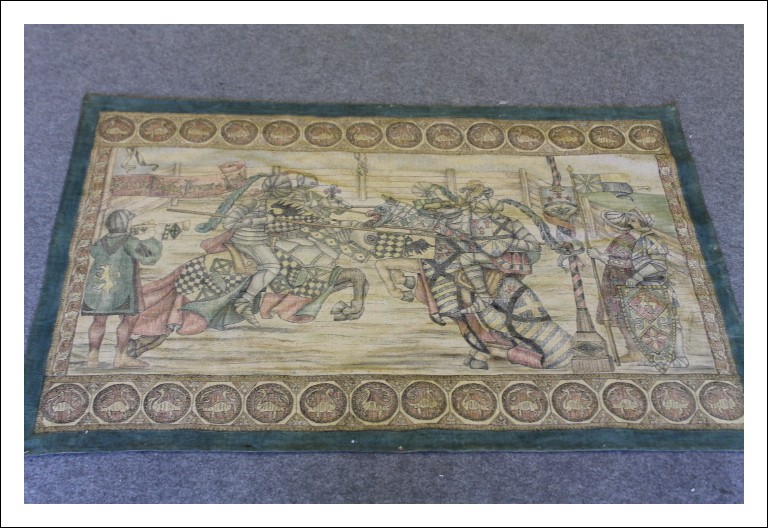  Succo erba primi 900 dipinto si tessuto !! Arazzo antico  - antiquariato da eredità Scena Battaglia