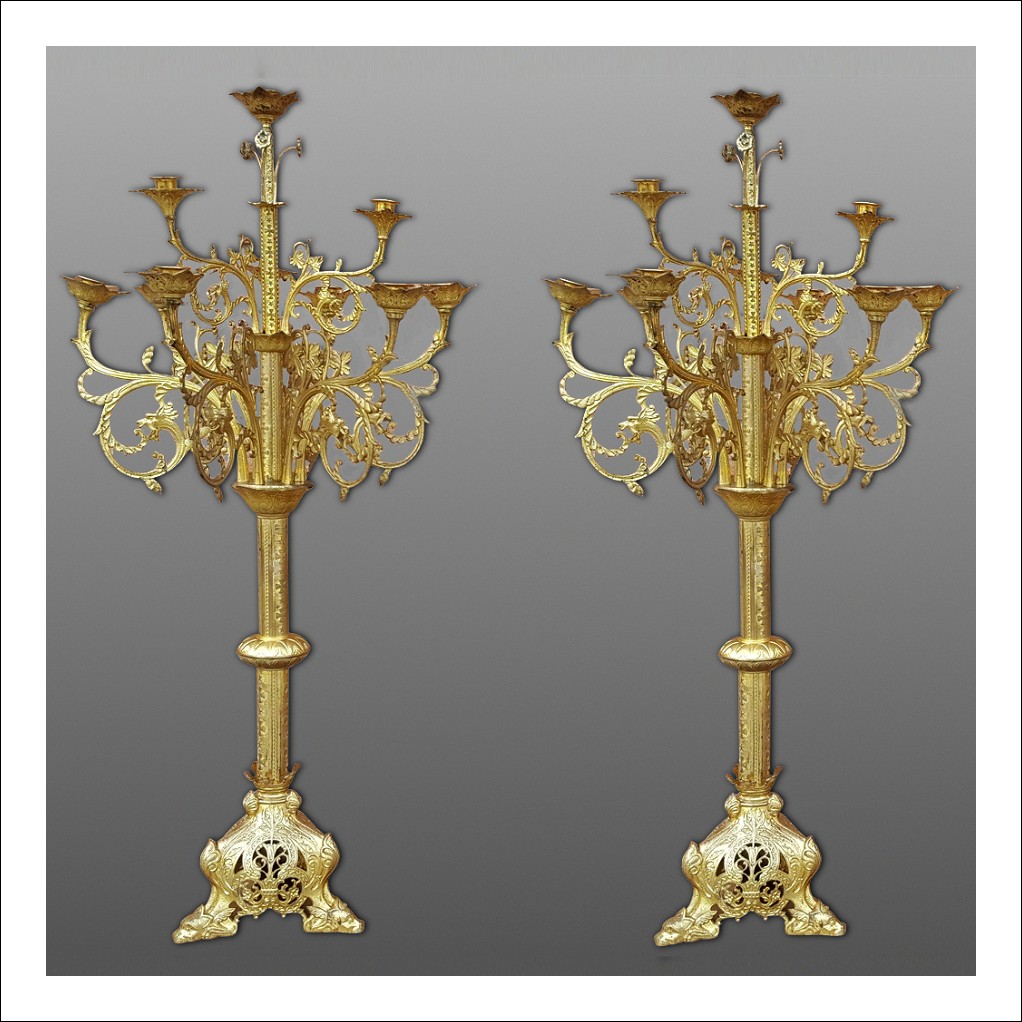 ANTICA COPPIA DI CANDELABRI grandi dimensioni - IN BRONZO - EPOCA 800 NAPOLEONE III